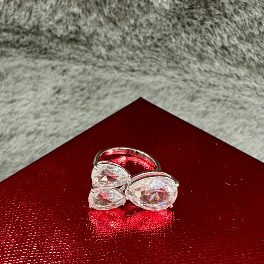 Swarovski Silver-tone Crystal Teardrop Statement Ring 7